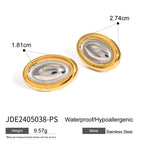 2H 18K Gold Stainless Steel Color Block Oval Earrings  Model Same Style Fashion Versatile Earrings