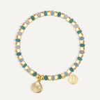 B0305 Bohemian Ocean Shell Inlaid Zircon Bracelet Fashionable Elegant Chalcedony Stone Beaded