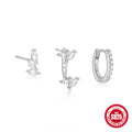 Minimalist Crystal 925 Sterling Silver Earring Set — surface finish close-up — alternate angle 2 — jewelry finish and design detail