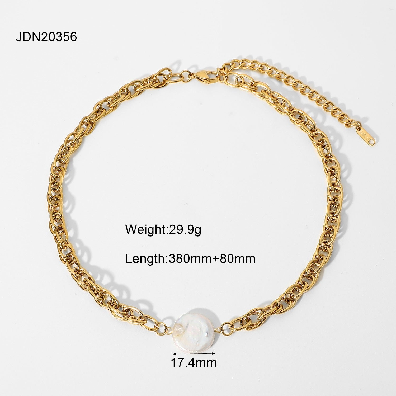 2H  Fashion Trend Necklace 18K Gold-plated Stainless Steel Chain Pearl Choker Fashion Jewelry for Women