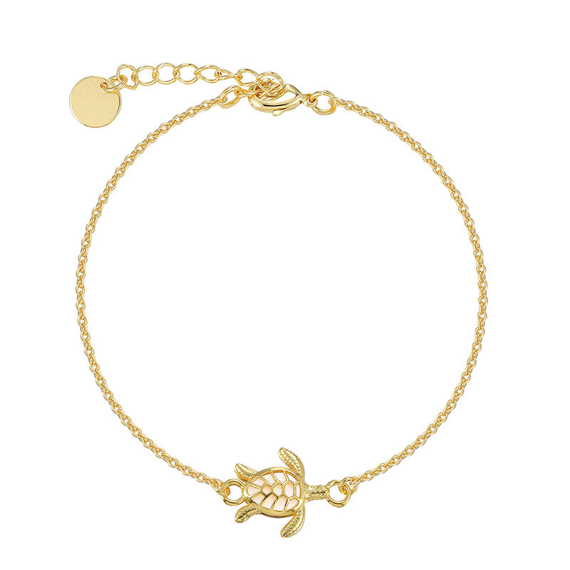 B0183 Korean Style Fashion Design Hollow Turtle Bracelet for Women Brass Gold Plated with Shell Beads