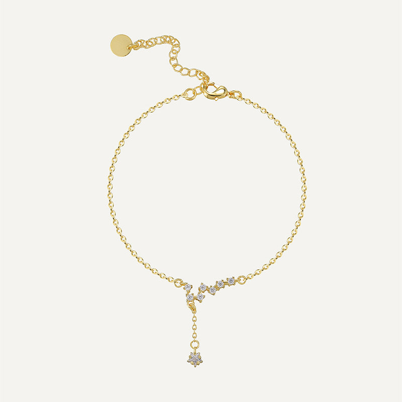 A0041 Summer Design Anklet for Women gold Micro Pave Zirconia Seven Stars Simple Foot Jewelry