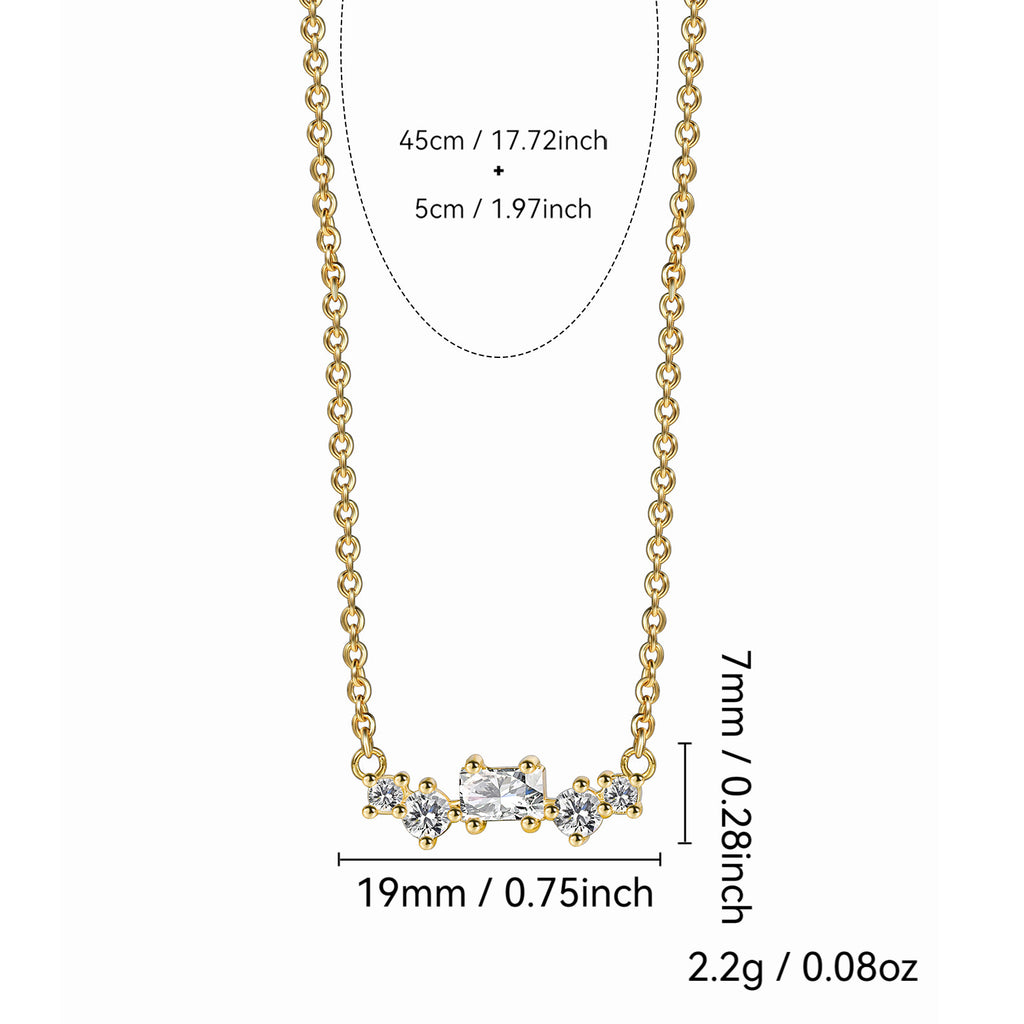 N0190 Fashion Retro Design Pendant for Women Layered Geometric Zircon Necklace Jewelry