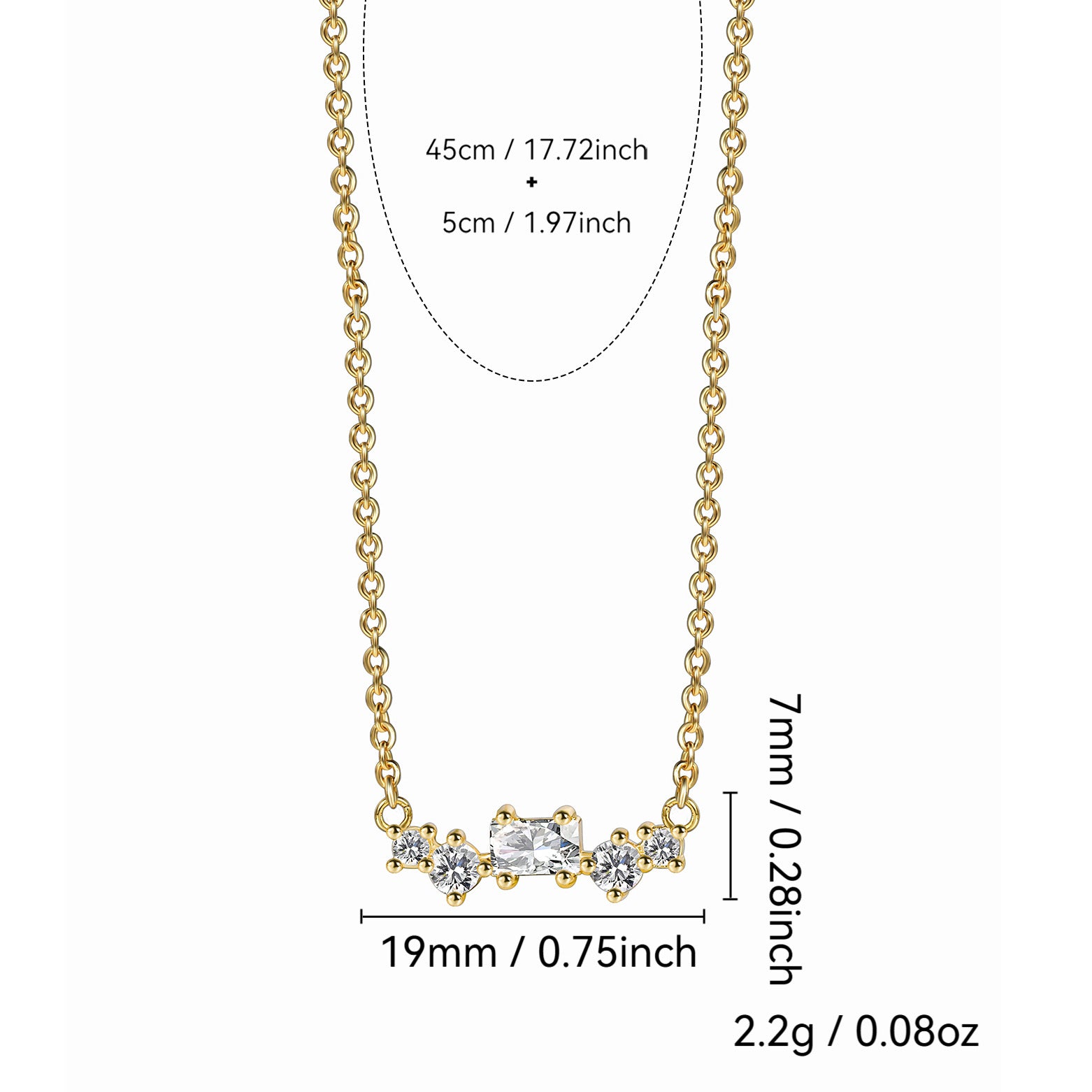 N0190 Fashion Retro Design Pendant for Women Layered Geometric Zircon Necklace Jewelry