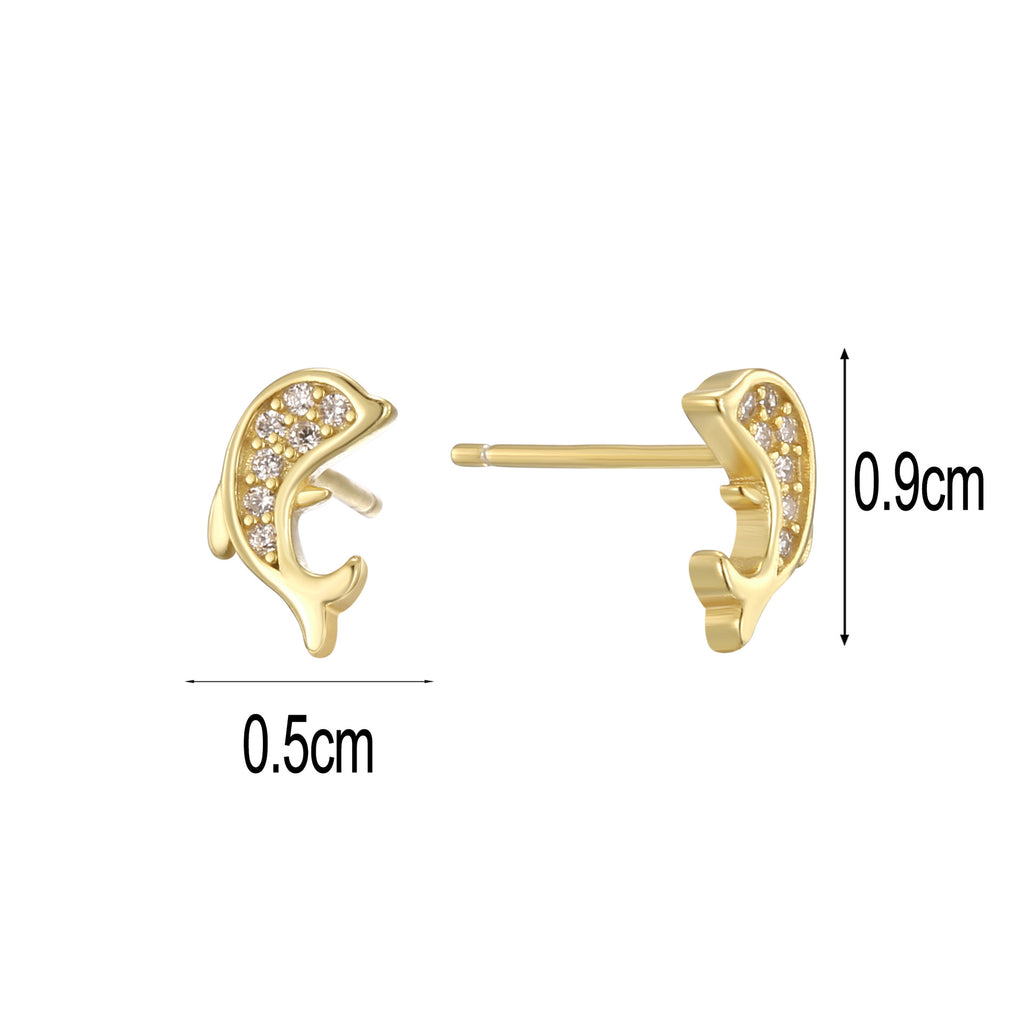 SE0276 S925Sterling Silver Dolphin Earrings for Women Asymmetric Design Ear Care Trendy Jewelry