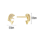 SE0276 S925Sterling Silver Dolphin Earrings for Women Asymmetric Design Ear Care Trendy Jewelry