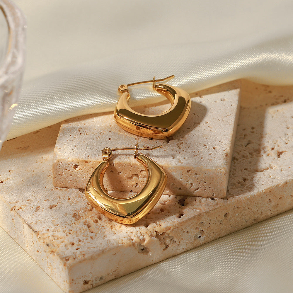 Same style earrings18K Gold Stainless Steel Fashion Geometric Prismatic Earrings Women's Earrings Jewelry