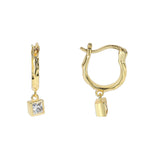 E0354 Ornament Square Diamond Earrings Minimalist Retro Hoop Simple Ear Clips for Women
