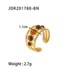 Jewelry Vintage Stainless Steel Gemstone Ring 18k Vintage Gold-Plated Jewelry rings Female