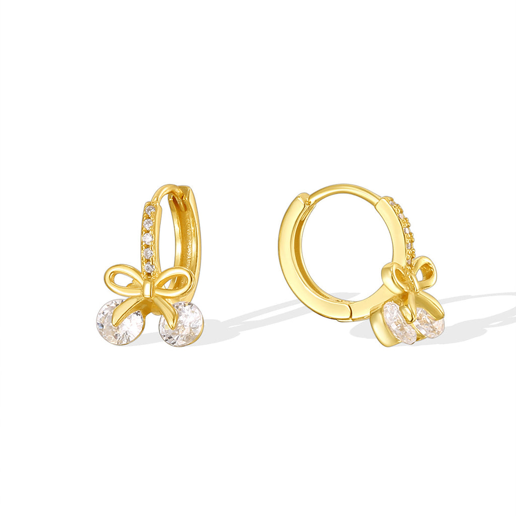 SE0262 S925Silver Fashion Zircon Earrings Bow Earrings