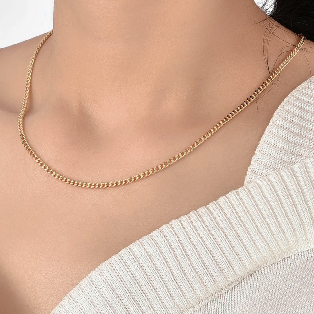 N0098 Cuban Gold Chain Necklace Minimalist Street Style Chain Simple Chain