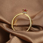 R0382 Design Ring Female Brass Gold Plated Inlaid Red Zircon Joint Ring
