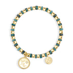 B0311 Casual Vacation Coconut Tree Round Zircon Bracelet Bohemian Trend Blue Turquoise Beaded