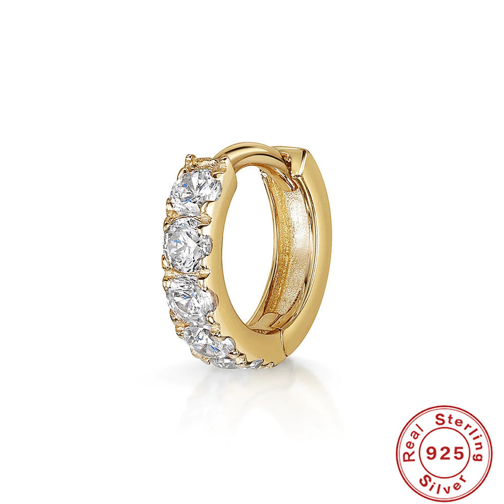 S925Sterling Silver Cartilage Piercing Diamond-Studded Hoop Earrings Ear Cuffs Ear Studs shien Hot-selling Punk Style Ear Cuff