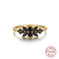 Geometric Crystal 925 Sterling Silver Ring — front view — alternate angle 2 — jewelry finish and design detail