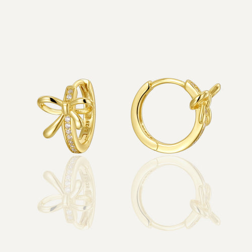 14K Gold-Plated 925 Sterling Silver Bow Stud Earrings — front view