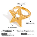 Five-pointed Star Jewelry Ring Non-fading Jewelry Necklace Stainless Steel Earrings