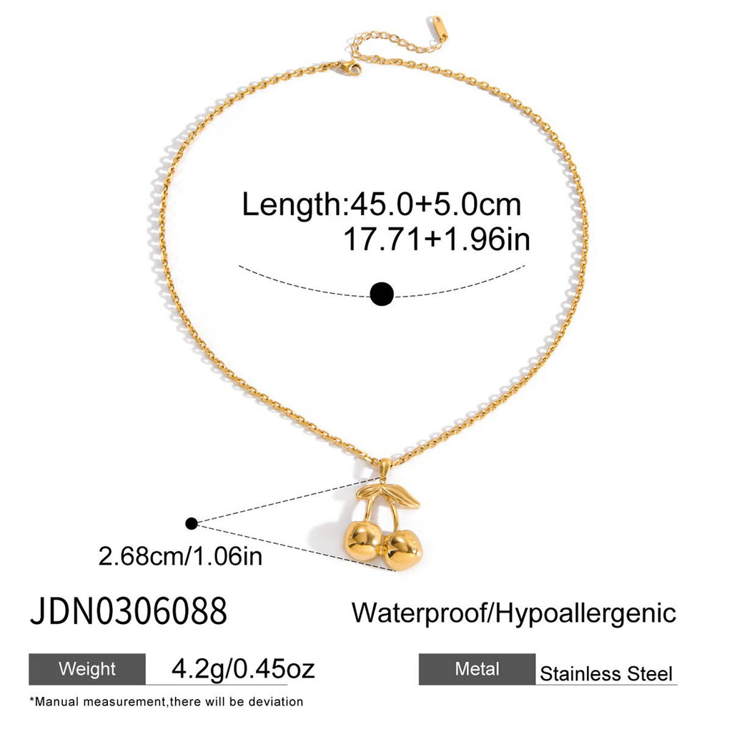2H Cherry Necklace Accessories Women's Collarbone Chain18k Stainless Steel Jewelry