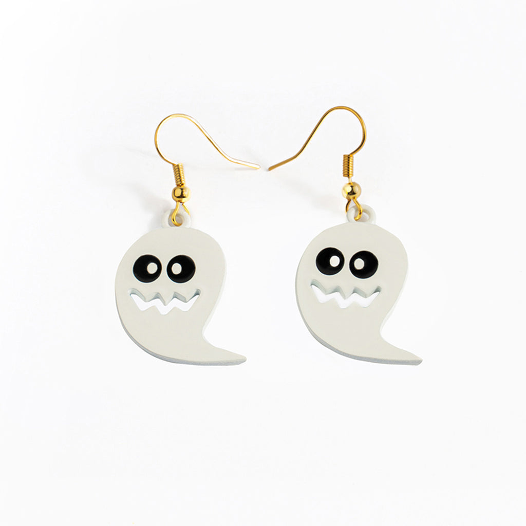 E0255 Halloween Creative Funny Ghost Cartoon Earrings Funny Expression Gold-plated Ear Hooks