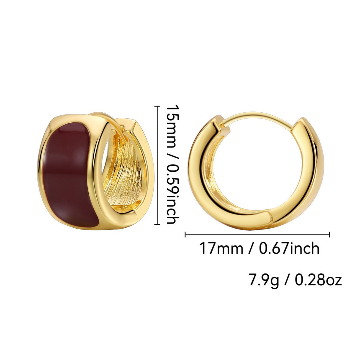 E0676 Vintage Wine Red Epoxy Earrings for Women Fashion Simple Design Ear Jewelry