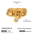 Cubic Zirconia Layered Gold-Plated Stainless Steel Stacking Ring — jewelry construction