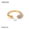 18K Gold-Plated Stainless Steel Open Ring with Cubic Zirconia Open Profile Detail — jewelry construction