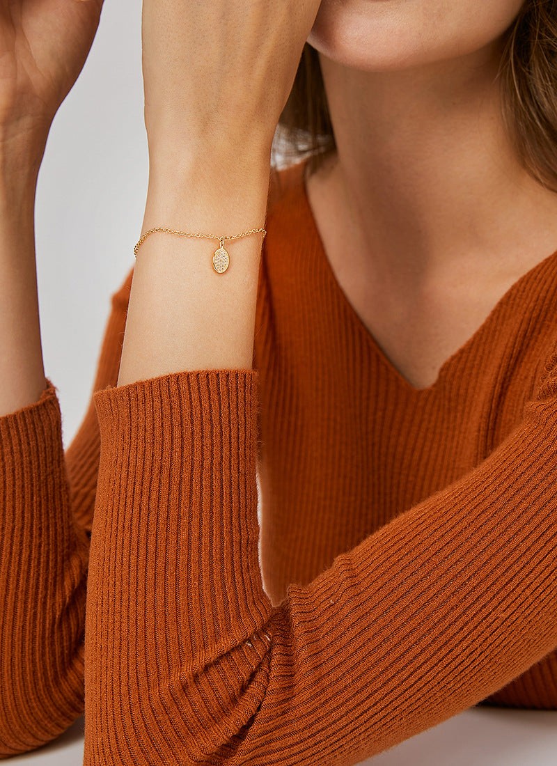 B0095 Brass Gold-Plated Micro-Inlaid Zircon Simple Bracelet for Women Minimalist Design