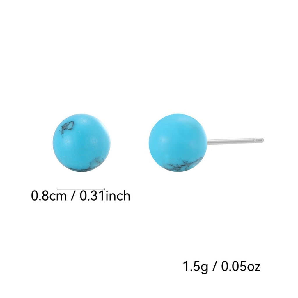 SE0183 S925Silver Turquoise Stud Earrings925Silver Vintage Round Earrings