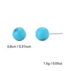 SE0183 S925Silver Turquoise Stud Earrings925Silver Vintage Round Earrings
