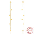 Pentagram Zircon Tassel 925 Sterling Silver Threader Earrings — wearable scale detail — jewelry finish and design detail