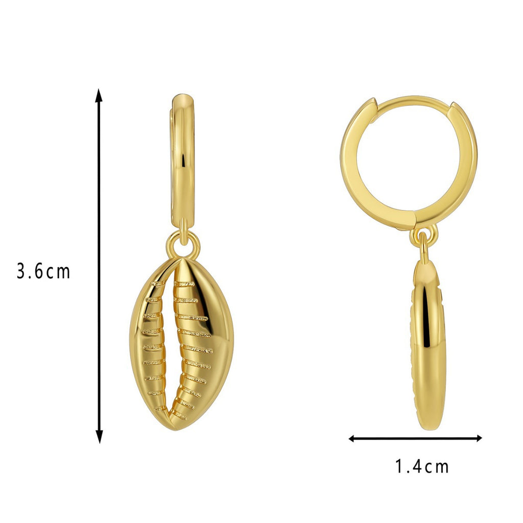 E0577 Design Three-Dimensional Texture Earrings Brass Gold-Plated Hollow Conch Shape Earrings