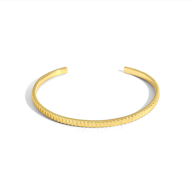 B0002 Simple Personality Gear Bracelet for Women Copper Plated18K Gold Open Adjustable Smooth Bracelet