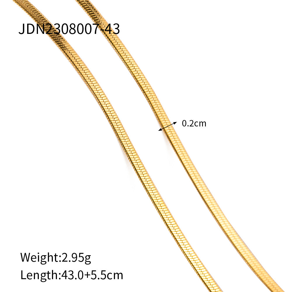 2H  Metal Necklace Jewelry Stainless Steel gold5mm Blade Chain Snake Chain Necklace for Women