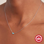 S925 Sterling Silver Vintage Turquoise Diamond Pendant Necklace