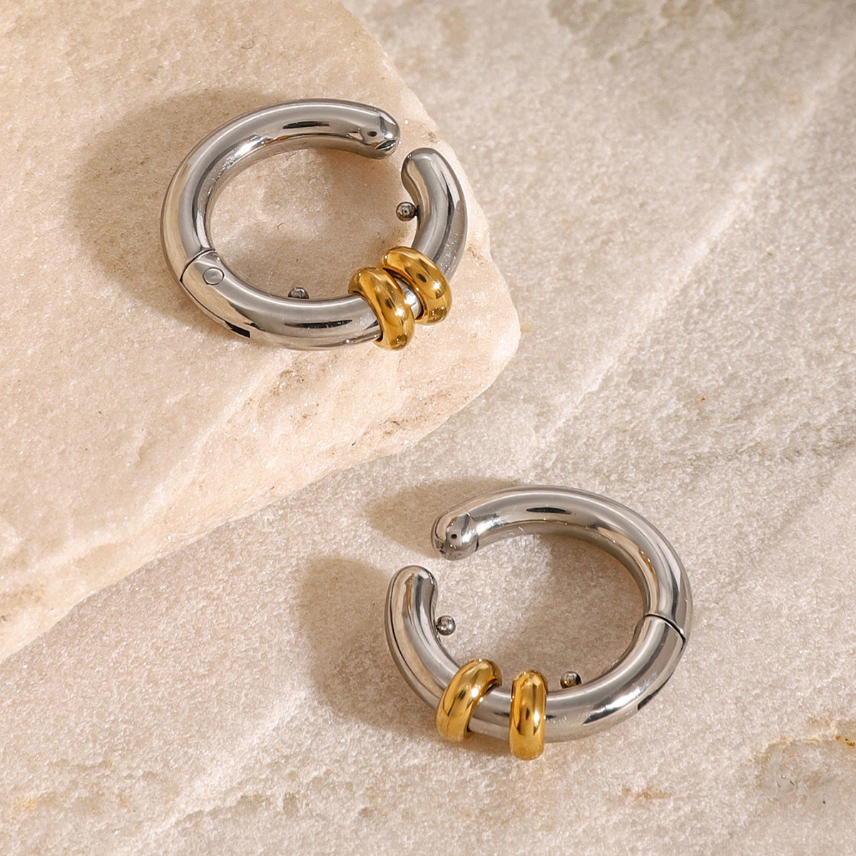 Stainless Steel Color Block Earrings Non-Pierced Ear Cuff Ear Jewelry Accessories