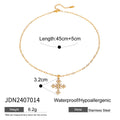 Cross Cubic Zirconia Pendant Stainless Steel Necklace in Gold-Tone with a pendant design profile