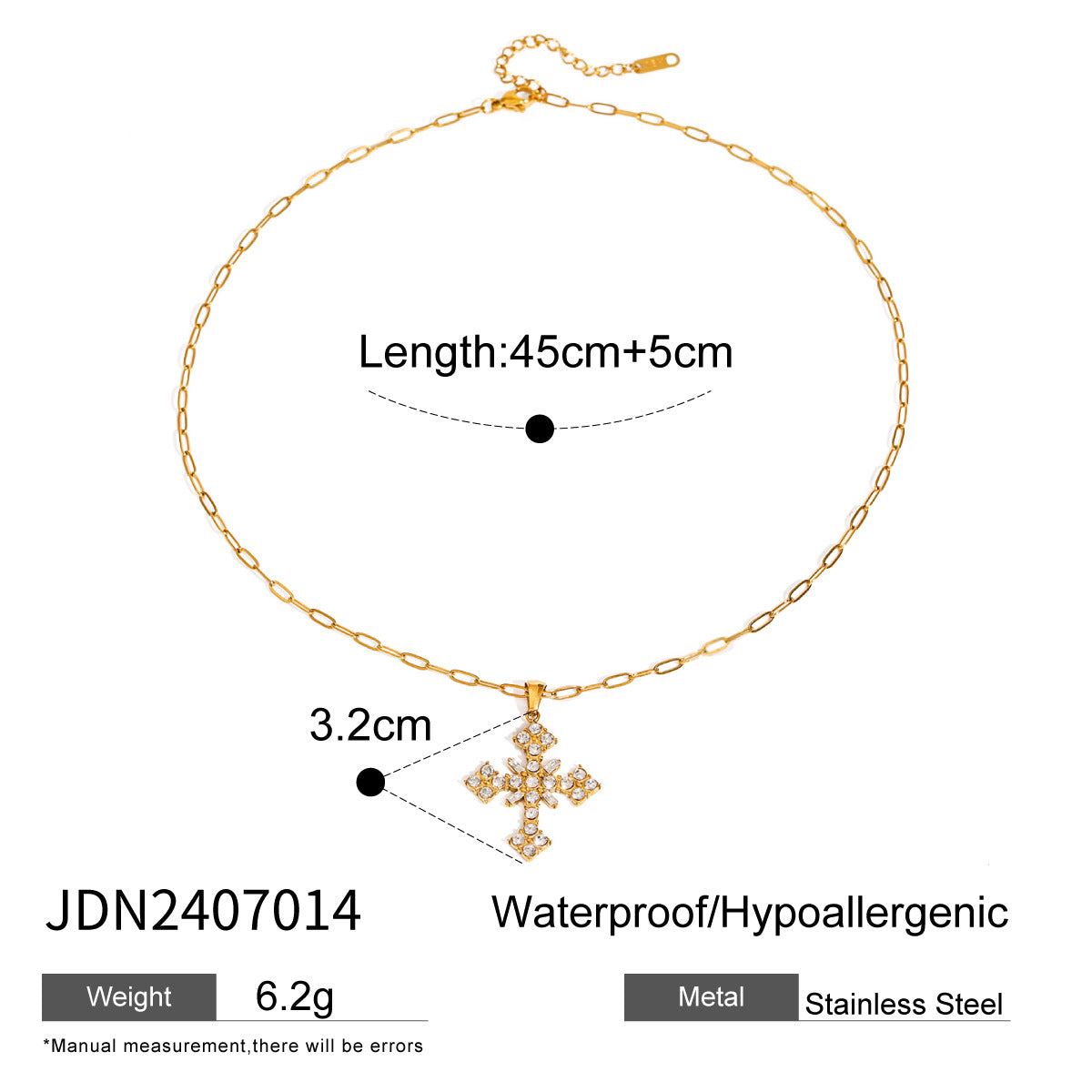 Stainless Steel Cross Zircon Necklace Collarbone Chain Jewelry Accessories