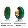 Gold-Plated Stainless Steel Stud Earrings with Resin Detail — alternate product view — jewelry finish and design detail