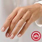 S925Pure Silver Sweet Small Ring Green Zircon Ring Forest Style Matching Daily Multi-Diamond Ring