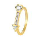 R0315 Simple Cupid's Arrow Zircon Ring for Women, Copper Plated with Real Gold, Vintage Versatile Heart-shaped Ring