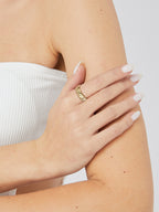 R0168 Copper plating18K Gold Plain Ring for Women Fashion Wide Vertical Stripe Personality Ring