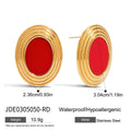Mother-of-Pearl Stainless Steel Gold-Plated Earrings — close-up detail — jewelry finish and design detail