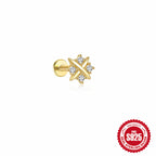 S925Sterling Silver Flat Push Piercing Zircon Earrings Fan-shaped Tassel Ear Jewelry Ear Cuff