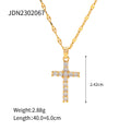 18K Gold-Plated Stainless Steel Pendant Necklace with Cross Cubic Zirconia Detail — jewelry construction