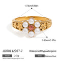 Cubic Zirconia Stainless Steel Ring in Gold-Plated — Statement Style — product styling — jewelry finish and design detail
