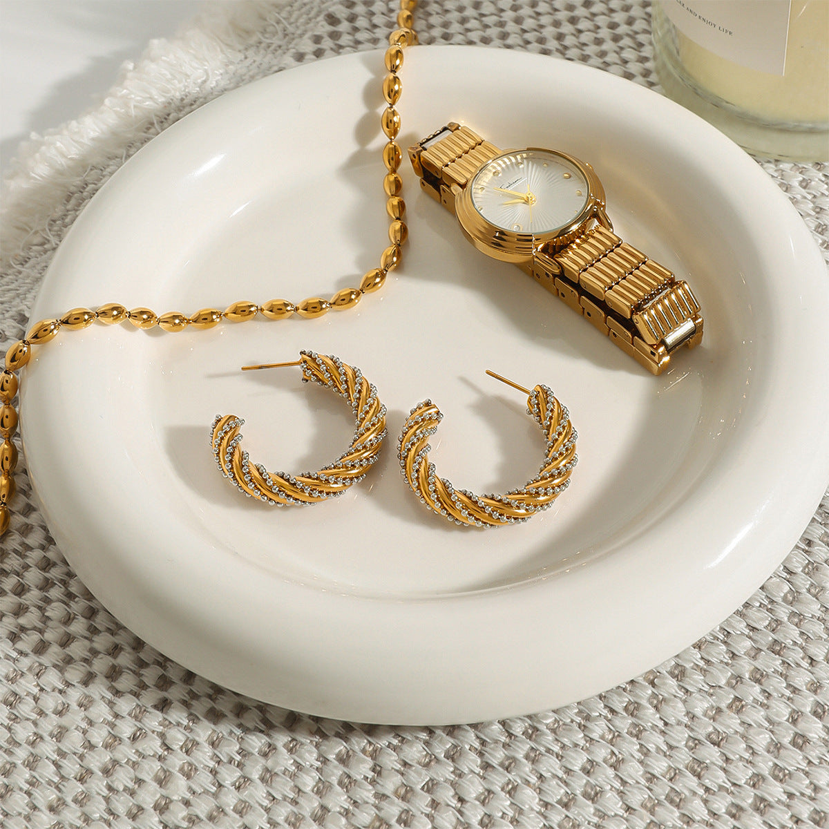 2H Stainless Steel Double C Earrings Studs Ear Jewelry earrings