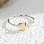 R0289 Gold-Plated Brass Ring for Women, Simple Inlaid Opal Versatile Ring