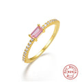 Classic Zircon 925 Sterling Silver Ring — top view — jewelry finish and design detail