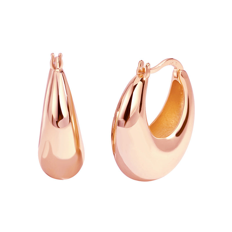 E0284 Fashionable Modern Arc-Shaped Brass Gold-Plated Earrings Simple Chubby C Women's Earrings