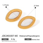 Stainless Steel18K Gold and Black Agate Open Ring Heavy Craft Retro Export Jewelry for Women